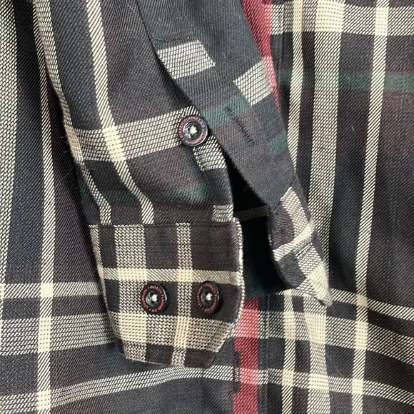 Dixxon Women’s Small Shirt Black Red Plaid Button Front Long Sleeve Haymarket - Picture 3 of 9